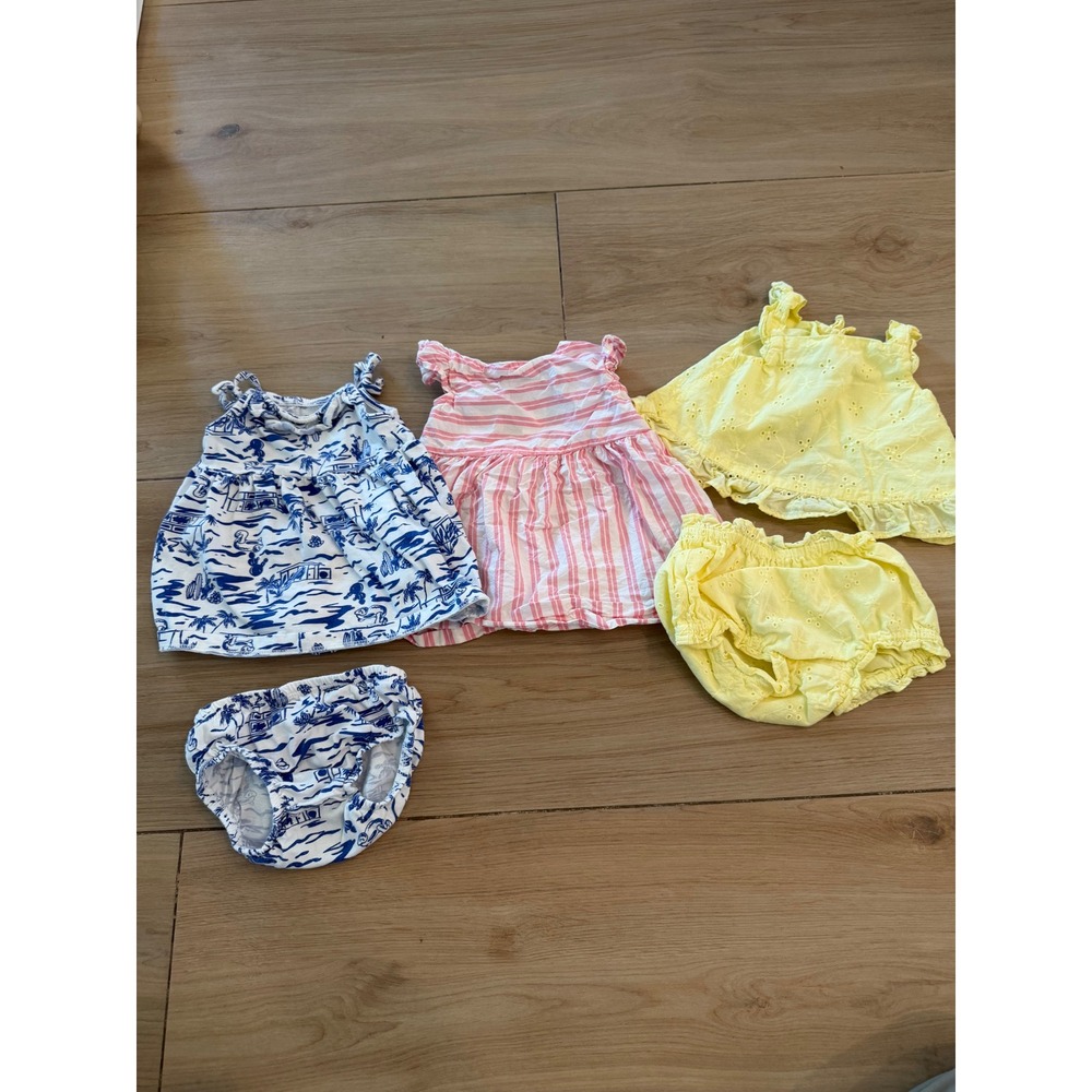 Carters Cloud Island Baby Girl Summer Dress Bundle 3M 0-3M Blue Pink Yellow Lot